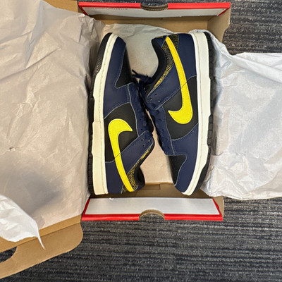 Nike Dunk Low Retro Men s Low Top Lace-Up Athletic Sneakers Blue/Yellow FZ4014