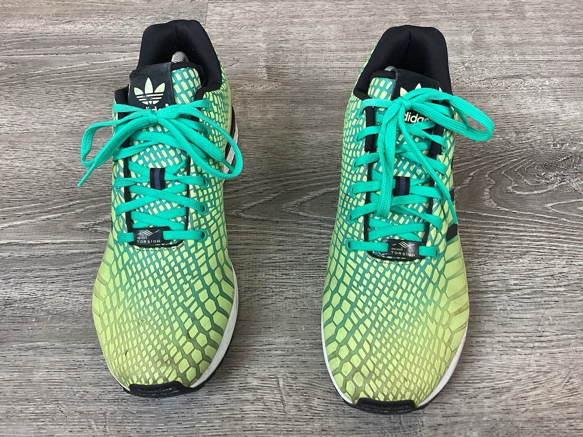 ADIDAS ZX FLUX Mens Trainers Size 11 Glow in Dark Yellow/Mint