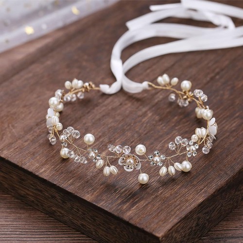 KAYZON Hair Accessories: Bridal Pearl Flower Headpiece Headband for Gold - Picture 5 of 6