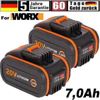 2X 20V MAX 7,0Ah Für Worx Ersatzakku WA3553 WA3556 WA3551 Akku Neu