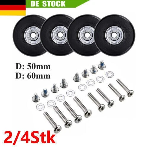 4x Gepäck Koffer Ersatz Räder Achsen 50mm Reparatur Mute Gummi Leis Rollen - Bild 2 von 4