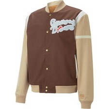 PUMA Letter Pattern Striped Baseball Collar Single-Breasted Jacket