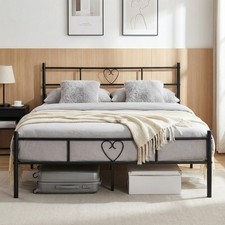 Heart Design Metal Bed Frame, Underbed Storage, Sturdy Durable 4ft & 4ft6 Size