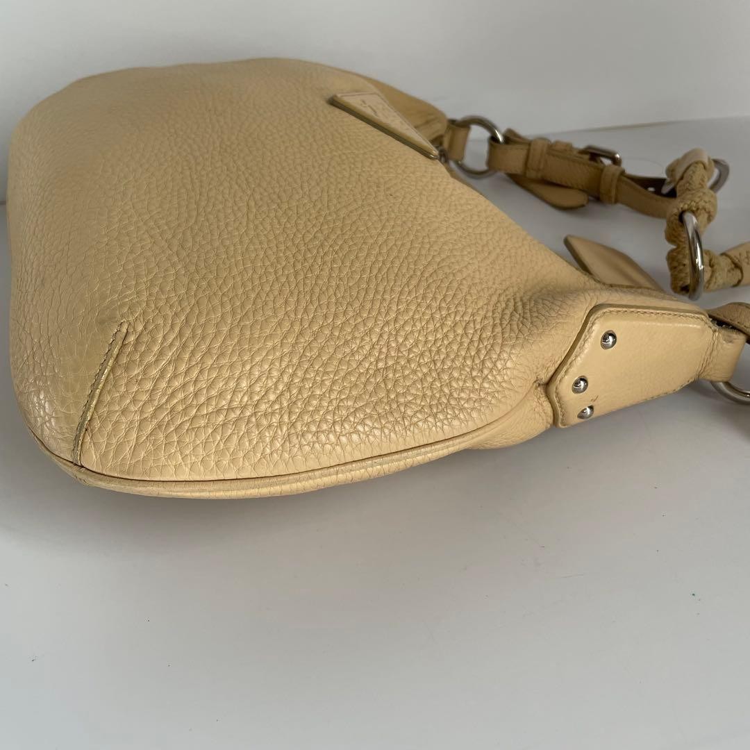 Item PRADA Shoulder Bag Half Moon Leather Beige White Tag thumbnail 6