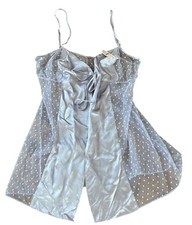 VTG Victoria s Secret Babydoll Large Lilac Purple Polka Dot Silky Negligee NWT