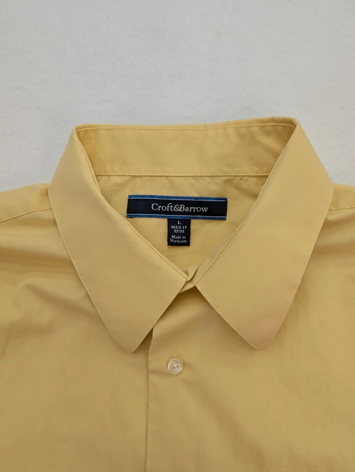 Camisa de vestir Croft & Barrow para hombre talla L 16,5-17 x 32/33 amarilla Foto 4 de 4