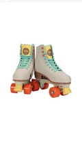 GEM SKATES QUAD ROLLER SKATES SIZE L 7-10 CREAM New In Box Tiny Scratch