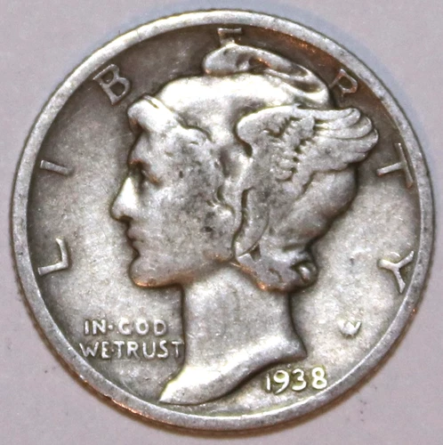 1938-D Mercury Dime - Very Fine - #2234ED FREE SHIPPING