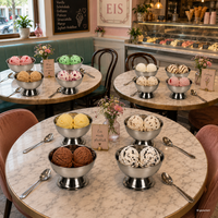 12Er Set Eisbecher Rob Mit Fuß Ø9,5Cm Edelstahl Dessert-Schale FrüChte Eisdiele