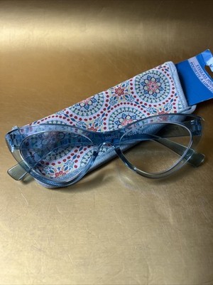 NEW +2.50 BLUE Betsey Johnson Cat Eye Reading Glasses Readers