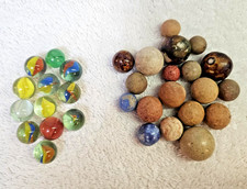 Lot of 31 - vtg Marble Glass Cat's Eye  Clay Assorted Mixed- G3- READ