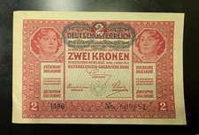 1917 Austria 2 Kronen Banknote Catalogue # P50 AU About Uncirculated