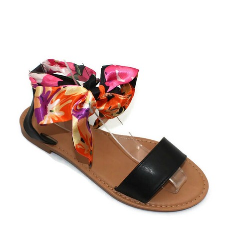Damenschuhe flach Schal zehenfrei Freizeit Strand Sommer Sandalen - Bild 4 von 13
