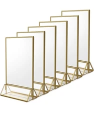 NIUBEE 6Pack 4 x 6 Clear Acrylic Sign Holder with Gold Borders