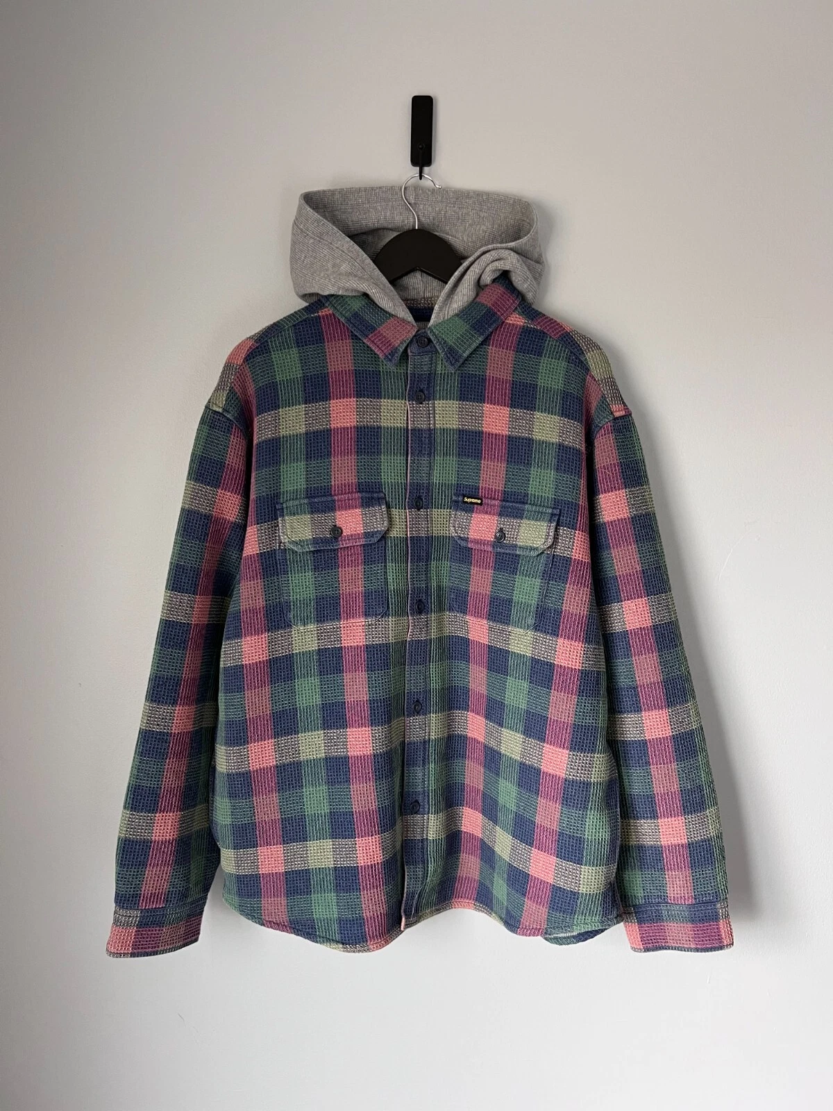 Chemise à capuche Supreme Waffle à carreaux   Taille L   Multicolore   NEUVE