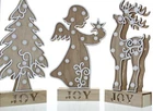 LED Light Up Wooden 'JOY' Christmas Ornaments Batter Op Choice of 3 Designs Home