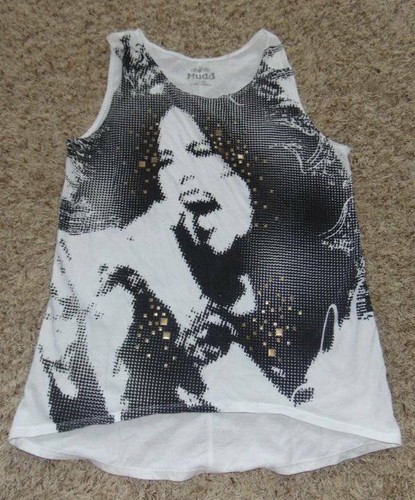 MUDD Tank Top White Black Rock Star Pixel Jr Girls Women's Shirt-size S - Picture 2 of 5