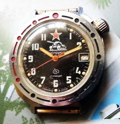 Orologio Meccanico Russo Strela VOSTOK Komandirskie Subacqueo 20ATM 200m, Cassa In Acciaio, Quadrante Verde, Automatico - 2