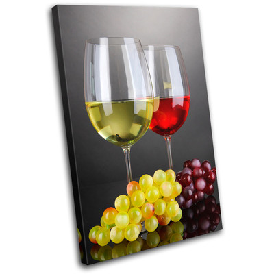Wine Glass Grapes  Food Kitchen SINGLE Leinwand Wand Kunst Bild drucken
