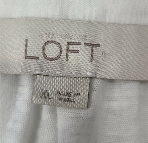 LOFT Embroidered Blouse White Short Cap Sleeves Size XL - Picture 8 of 10