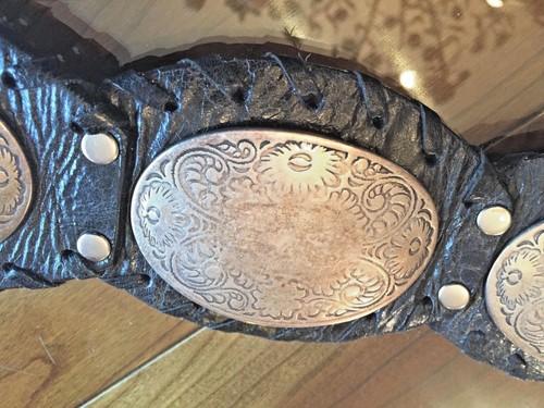 CINTURA SANDY DUFTLER IN PELLE NERA E ARGENTO - MADE IN USA - TAGLIA SMALL - Foto 6 di 6