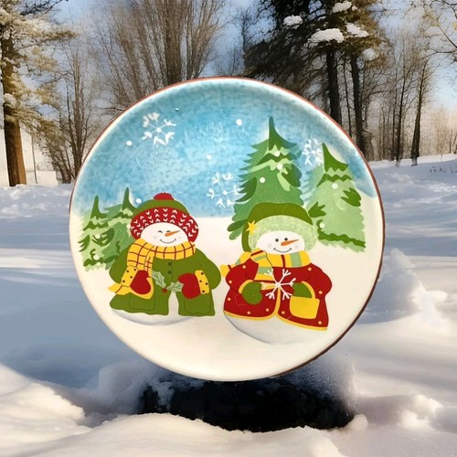 Christmas Plate Holiday Snowman Red Cardinal Great Gatherings   10.00"