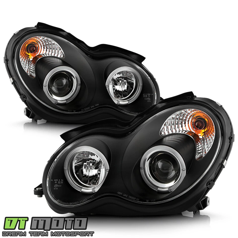 BLK 2001-2007 Benz W203 C-Class Halo Projector Headlights C230 C240 C320 C32 C55 - Image 3 of 4