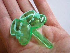 Vtg Bakery Crafts Baby Decoration Topper ONE Booties Translucent Green Retro