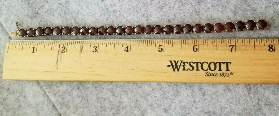 Pulsera de oro de 18 quilates sobre plata de ley 925 granate natural 8 pulgadas-22 gr Foto 4 de 4