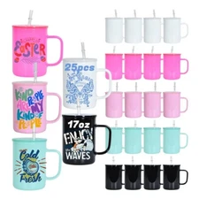 US Warehouse 25pcs 17oz glass sublimation beer mug with plastic colored lid