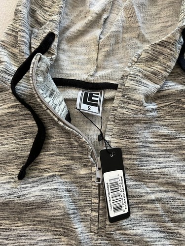 LE Printed Hoodie Womens Small Gray 1/4 Zip Drawcord Long Sleeve Pocket NWT - Picture 8 of 11