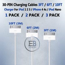 Charging Cable 30 PIN 3ft or 6ft or 10ft USB 12W Adapter Charger lot Tablet Pad