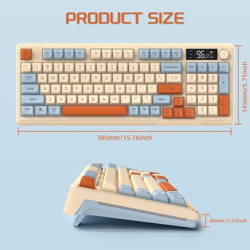 FREEWOLF M96 PBT Wireless Gaming keyboard, PBT Keycap, 3000mAh, RGB LED Backlit - Picture 28 of 55