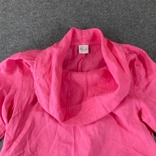 Camicia tunica Et'Lois 100% lino Lagenlook cappuccio donna piccola S rosa - Foto 2 di 10