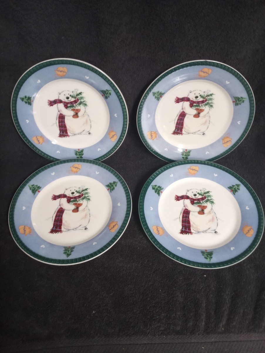 Pfaltzgraff Snow Bear Accent Salad Plates Holiday Christmas