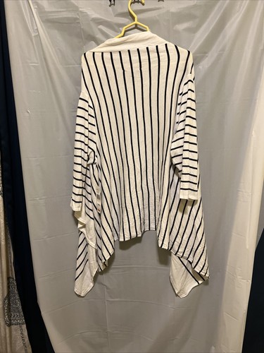 Ralph Lauren White Stripe Drape Soft Knit Cardigan Top One Size NWT Green Label - Picture 6 of 7