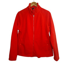 Lands End Fleece Jacket Girls Bright Orange Polartec Full Zip Youth Size L 14-16