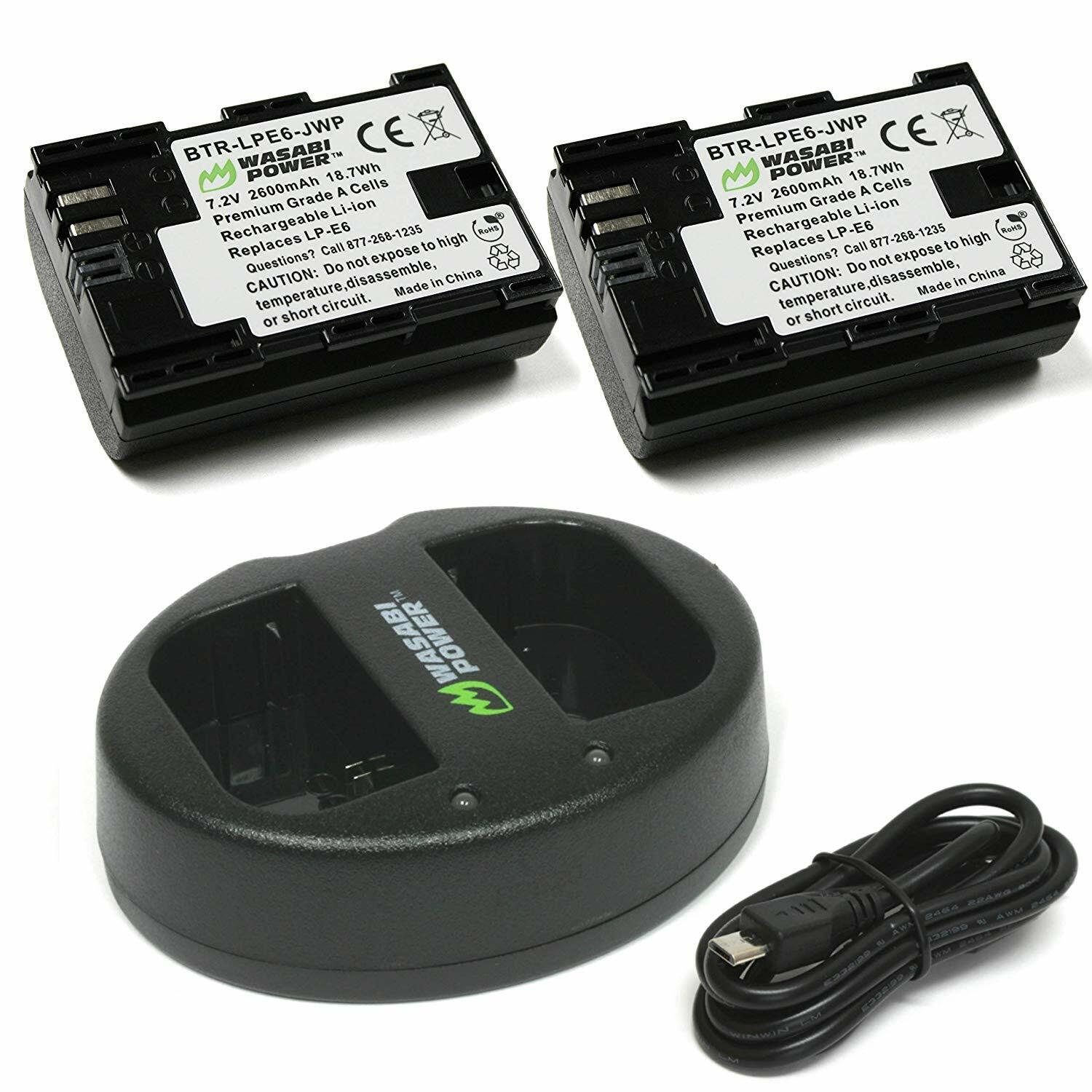 Wasabi Power 2600mAh Battery X 2 And Dual USB Charger For Canon LP E6 wasabi-power-2600mah-battery-x-2-and-dual-usb-charger-for-canon-lp-e6