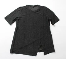 DG2 By Diane Gilman Women's Asymmetric Metallic Knit Top EJ2 Black Large NWT