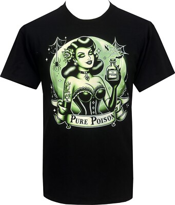 Pure Poison Herren T-Shirt Gothic Lowbrow Pin-Up Rockabilly Tattoo Mond Korsett