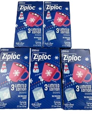 (5) Ziploc Quart Food Storage Freezer Slider Bags, Power Shield Technology, 38