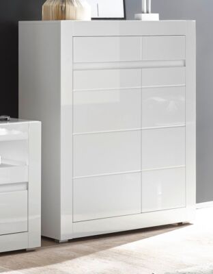 Kommode Highboard Schrank weiß Hochglanz grau Stone Wohnzimmer 100 x 112 Nobile