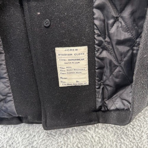 J Crew Jacket Men's XL Black University Wool Overcoat Quilt Lined Pockets Heavy - Picture 11 of 13