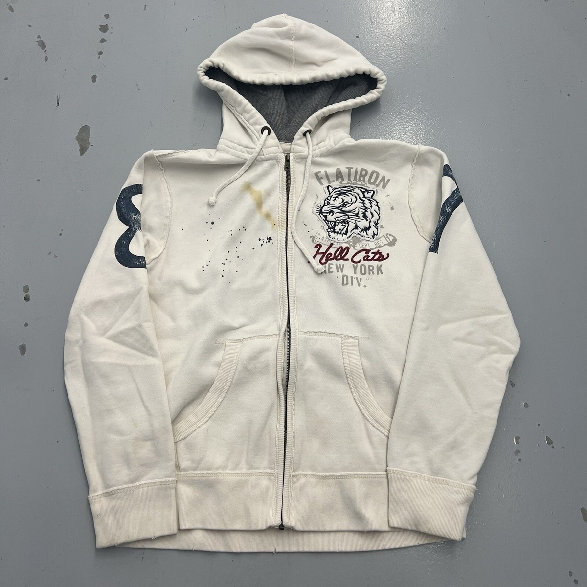 Aeropostale A87 Full Zip Up Heavy Winter Hoodie White Tiger