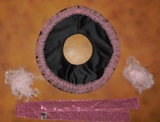 NWOT Black Pink Cancan Hat Faux Sequin Sash Chandelle Boa Puffs Child Dress Up