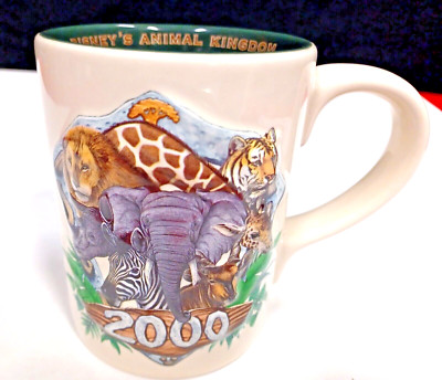 Vtg Disney Animal Kingdom 3D Coffee Mug Green Inside Large Ceramic Year 2000