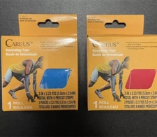 KT Tape Blue/ Red Kinesiology Tape 8 Precut Strips Per Box 2" x 2.23 Yards Qty 2