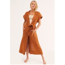 Free People Soakin Up Summer Trench Midi Dress, Brown, X-Small, RRP $168