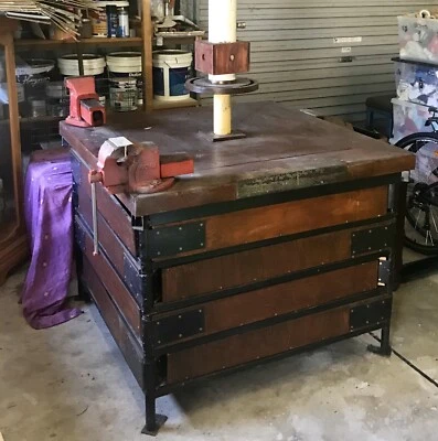 Work Bench Heavy Duty Hardwood And Steel Tool Storage