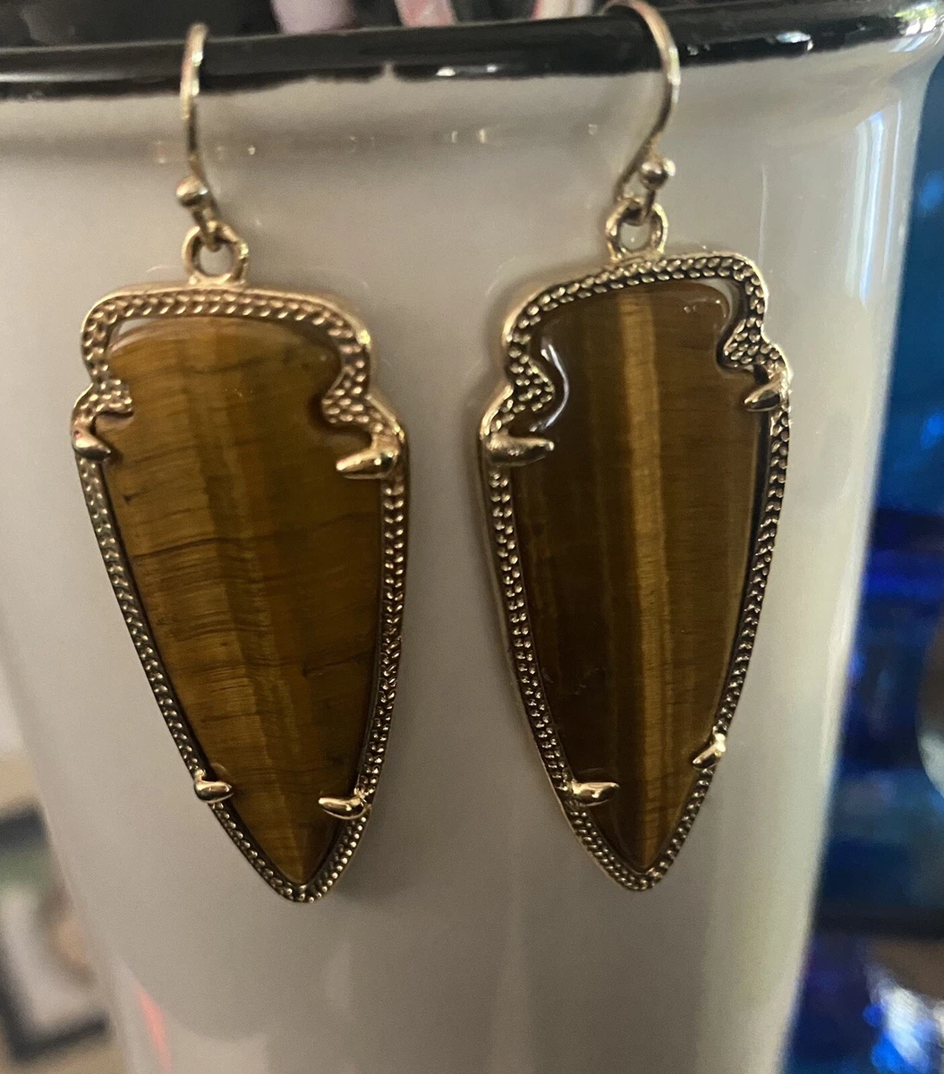 KENDRA SCOTT SKYLAR ARROWHEAD EARRINGS TIGER S EYE RETIRE eBay